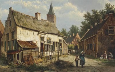 Виллем Куккук, Willem Koekkoek, голландский художник, Dutch painter, Голландский город в летний день, A Dutch town on a summer day